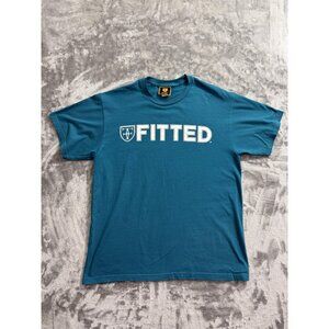 Fitted Hawaii Shirt Mens Large Blue Spell Out Tee Crown Logo Made USA Streetwear